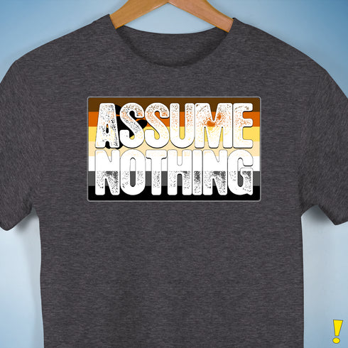 Assume Nothing Bear Pride Flag Premium Unisex T-Shirt - Dark Grey Heather